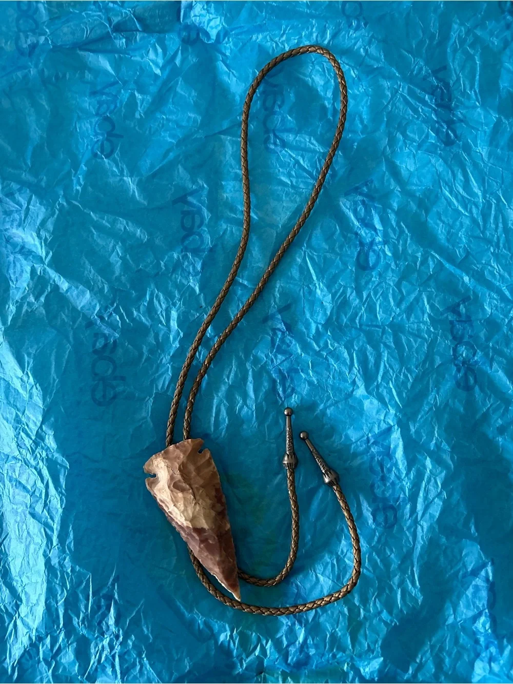 Handcrafted Stone Arrowhead Pendant Necklace - Bolo Tie
